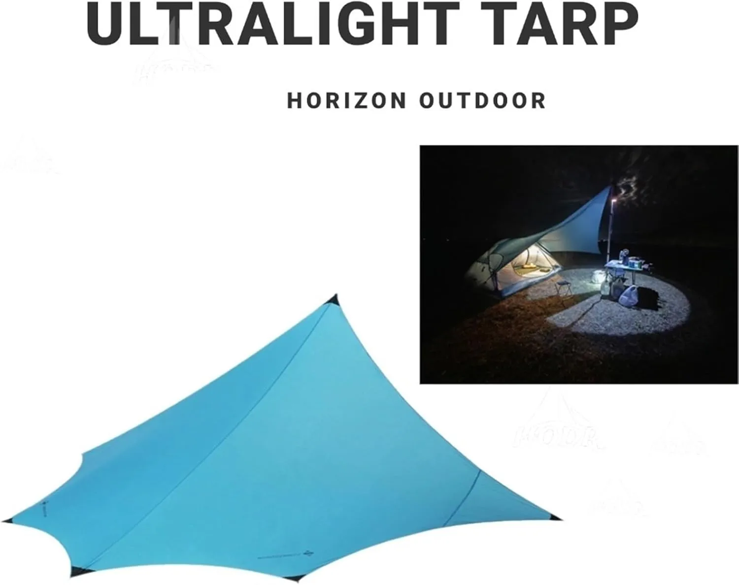 Outdoor Camping Hexagonal Flysheet Ultralight Waterproof Canopy 15D Nylon Shelter Tarp Awning Red Blue Gray(Gray no Rod)
