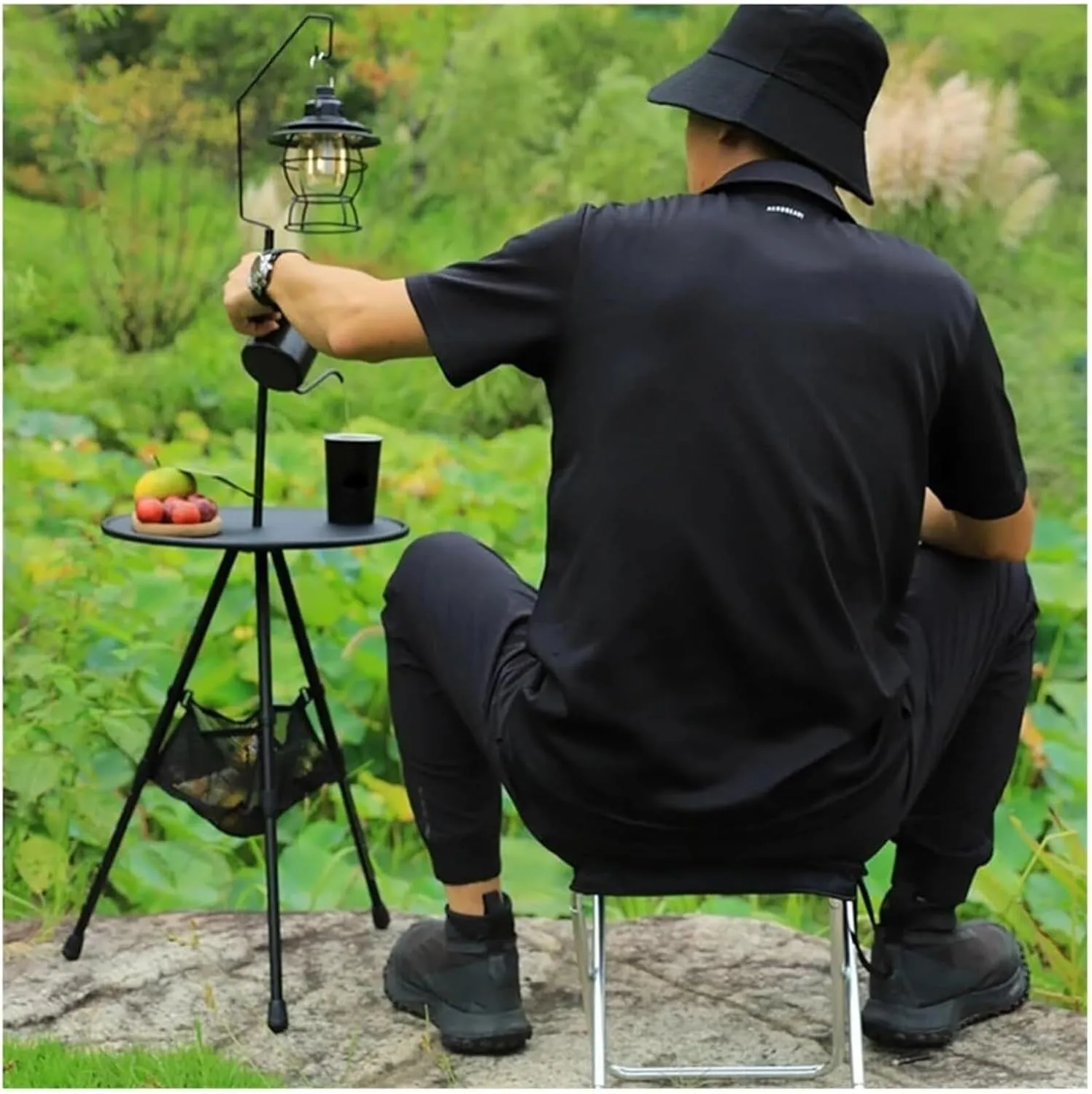 Outdoor Camping Stool Folding Fishing Chair with Portable Bag Aluminum Alloy Picnic BBQ Mini Portable Seat(Brown)