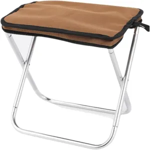 Outdoor Camping Stool Folding Fishing Chair with Portable Bag Aluminum Alloy Picnic BBQ Mini Portable Seat(Brown)
