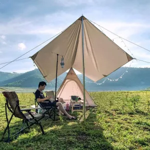 Outdoor Camping Tent, Hydraulic Double-Layer Double Door 3-4 Automatic Tent, Wind and Rainproof Travel Essential,Army Green
