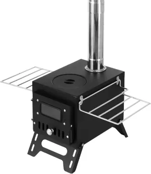 Outdoor Camping Wood-burning Stove Firewood Stainl Steel Foldable with Tent Fire Window Patio Campfire Cooking Ideal for Picnics