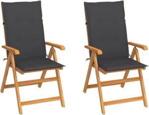Outdoor Chairs,Zero Gravity Chair,Folding Stool,Patio Chairs 2 pcs with Anthracite Cushions Solid Teak WoodFor Gardens, patios, Balconies
