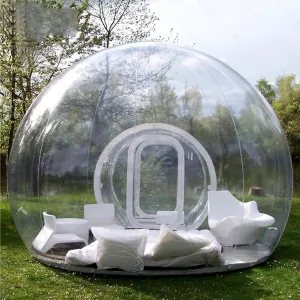 Outdoor Dome Transparent Camping Tent, Inflatable Bubble Tent, Independent Tunnel, Transparent Camping Tent House for Backyard Party Festive Stargazing with Blower,5M