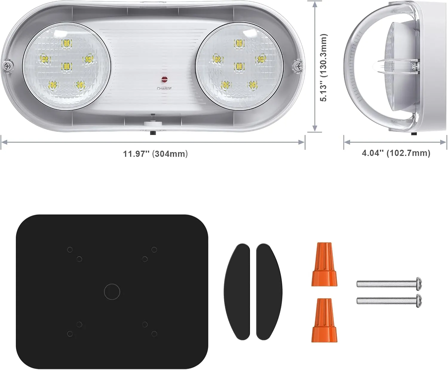Outdoor Emergency Light with Battery Backup, Exterior Emergency Exit Lights Hardwired, Wet Location LED Egress Lights, Waterproof Commercial Emergency Lighting Fixture, 120-347V, UL Listed(1 Pack)