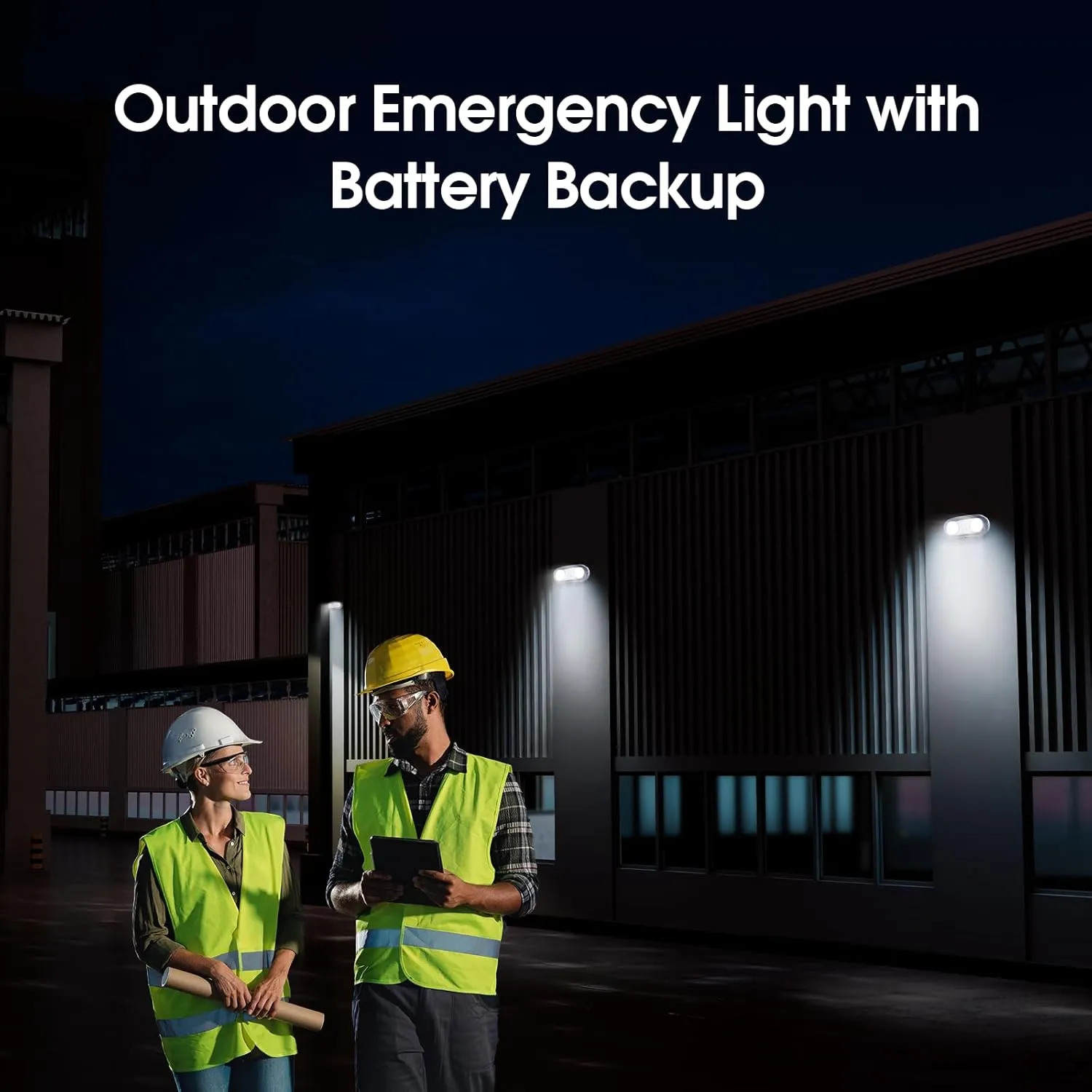 Outdoor Emergency Light with Battery Backup, Exterior Emergency Exit Lights Hardwired, Wet Location LED Egress Lights, Waterproof Commercial Emergency Lighting Fixture, 120-347V, UL Listed(1 Pack)