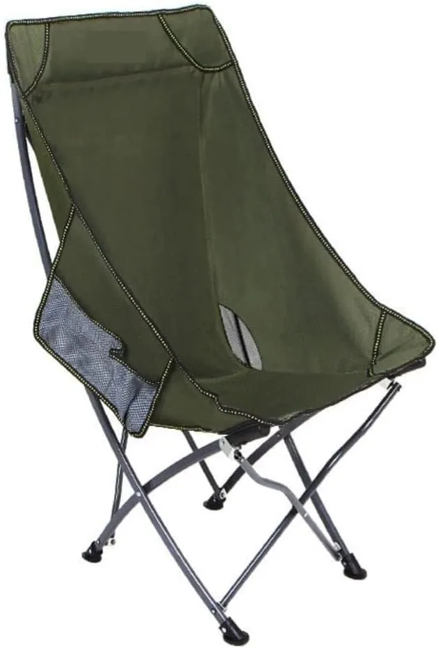 Outdoor Folding Camping Chair with Backrest, Ultralight Portable Beach Seat with Mesh External Hanging Bag, Waterproof & Durable 600D Oxford Fabric