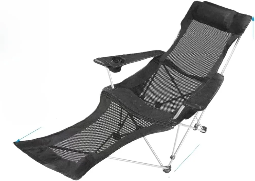 Outdoor Folding Chair Portable Beach Bed Fishing Stool Camping Beach Chair Outdoor Barbecue Bed (Black 01)