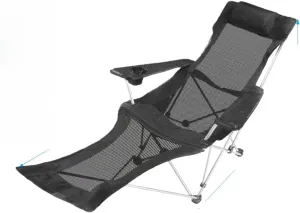 Outdoor Folding Chair Portable Beach Bed Fishing Stool Camping Beach Chair Outdoor Barbecue Bed (Black 01)