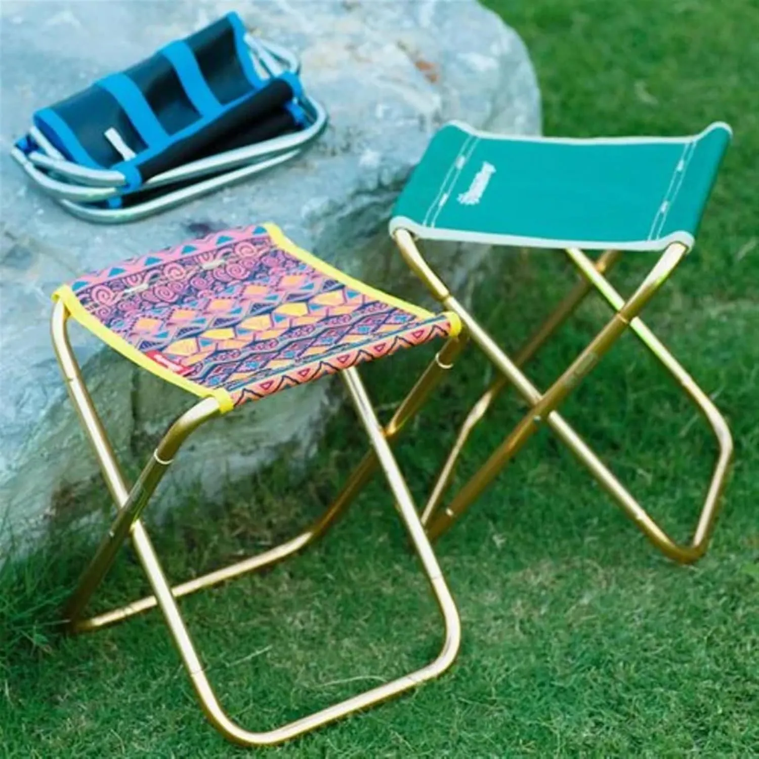 Outdoor Folding Stool Aluminum Alloy Fishing Chair Barbecue Stool Portable Train Pony Camping Chair (Size : Camouflage)