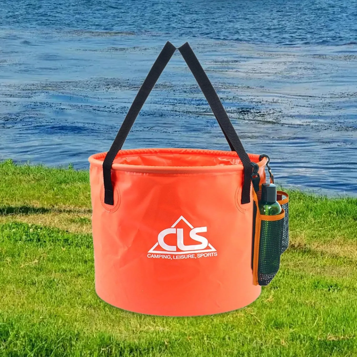 Outdoor Folding Water Bucket Water Storage Container Multifunctional Bag Travel Wash Basin for Backpacking Boating, Orange