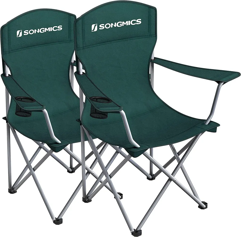Outdoor Green Camping Folding of 2 Time-limited Today only Dark SONGMICS Set Chairs