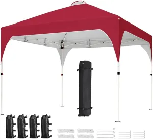 Outdoor Pop Up Tent 10x10 Pop Up Canopy Tent with Vent, Easy Set Up Tent, Instant Sun Shelter Canopy with Wheeled Bag, 4 Sandbags, 12 Stakes(Color 15)