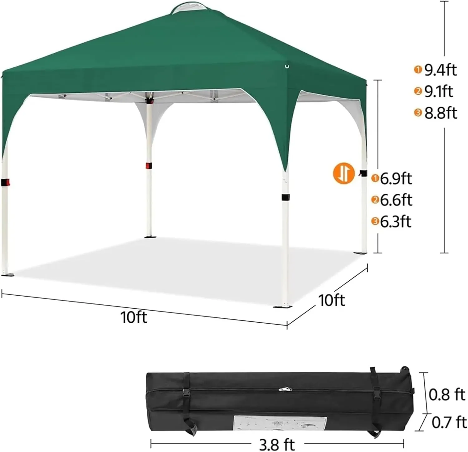 Outdoor Pop Up Tent 10x10 Pop Up Canopy Tent with Vent, Easy Set Up Tent, Instant Sun Shelter Canopy with Wheeled Bag, 4 Sandbags, 12 Stakes(Color 15)
