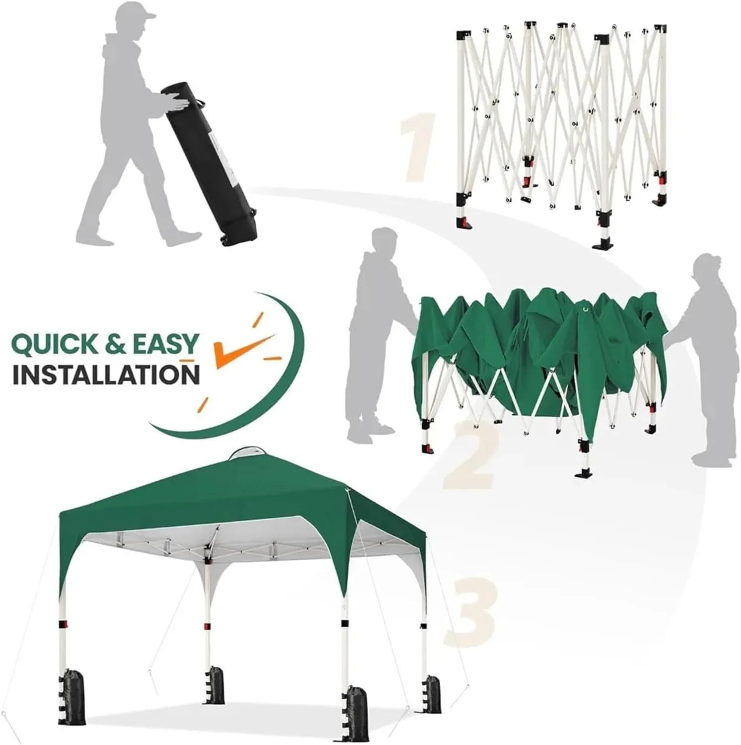 Outdoor Pop Up Tent 10x10 Pop Up Canopy Tent with Vent, Easy Set Up Tent, Instant Sun Shelter Canopy with Wheeled Bag, 4 Sandbags, 12 Stakes(Color 15)