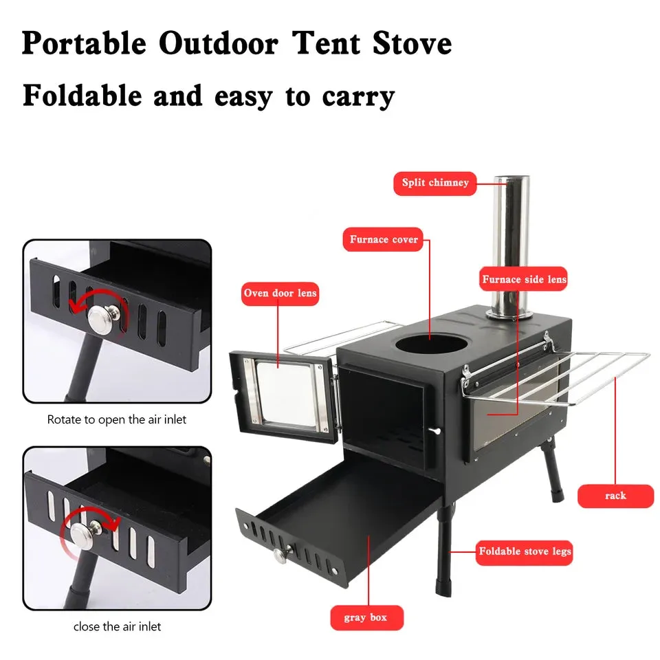 Outdoor Portable Tent Camping Wood Burning StovePipe For Tent Cooking