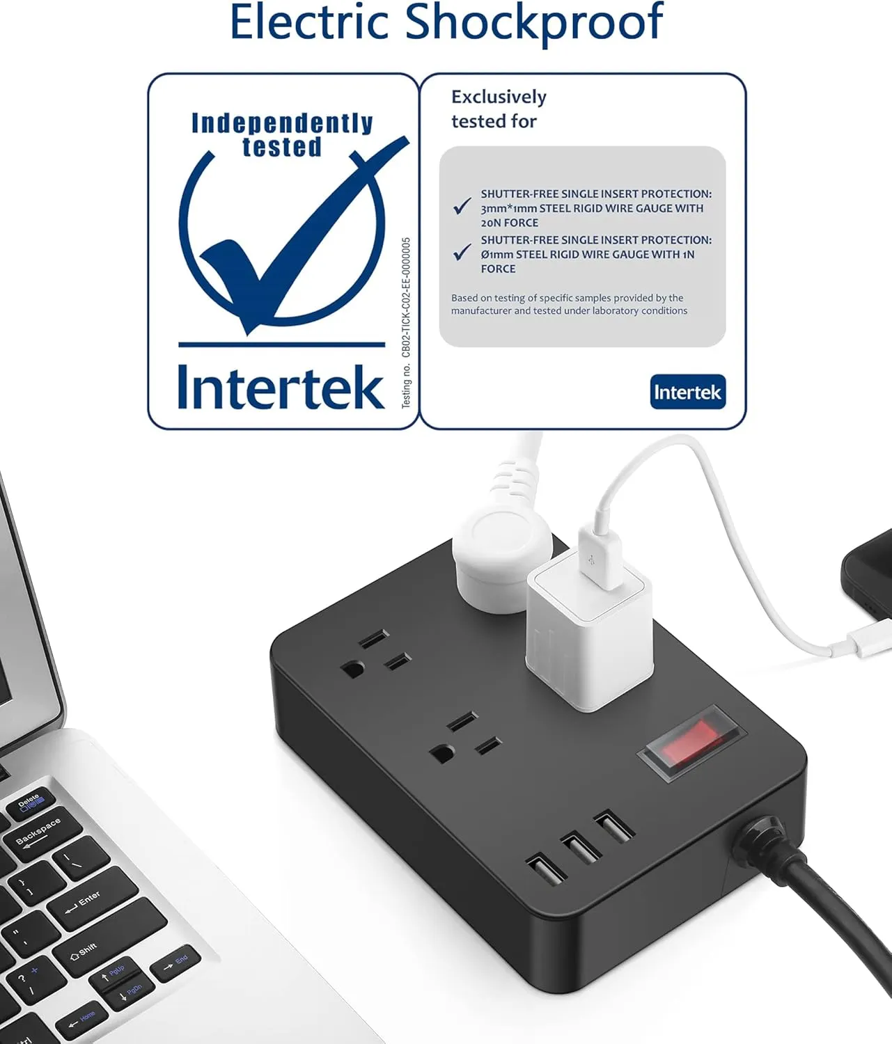 Outdoor Power Strip Weatherproof,Waterproof Surge Protector with 4 Outlets,3 USB,Shockproof Overload Protection, Multi Outlet Extension for Camping, Garden, Kitchen, Bathroom, 6ft Cord,with Flat Plug