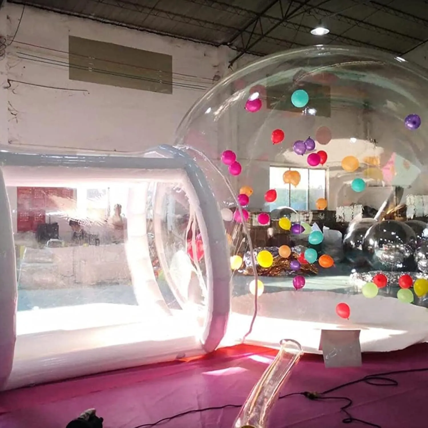 Outdoor PVC Inflatable Bubble House, Inflatable Dome Spherical Camping Scenic Hotel Bed and Breakfast Transparent Tent, Display Tent with Channel