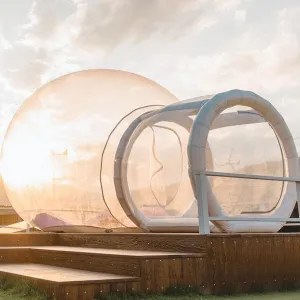 Outdoor PVC Inflatable Bubble House, Inflatable Dome Spherical Camping Scenic Hotel Bed and Breakfast Transparent Tent, Display Tent with Channel