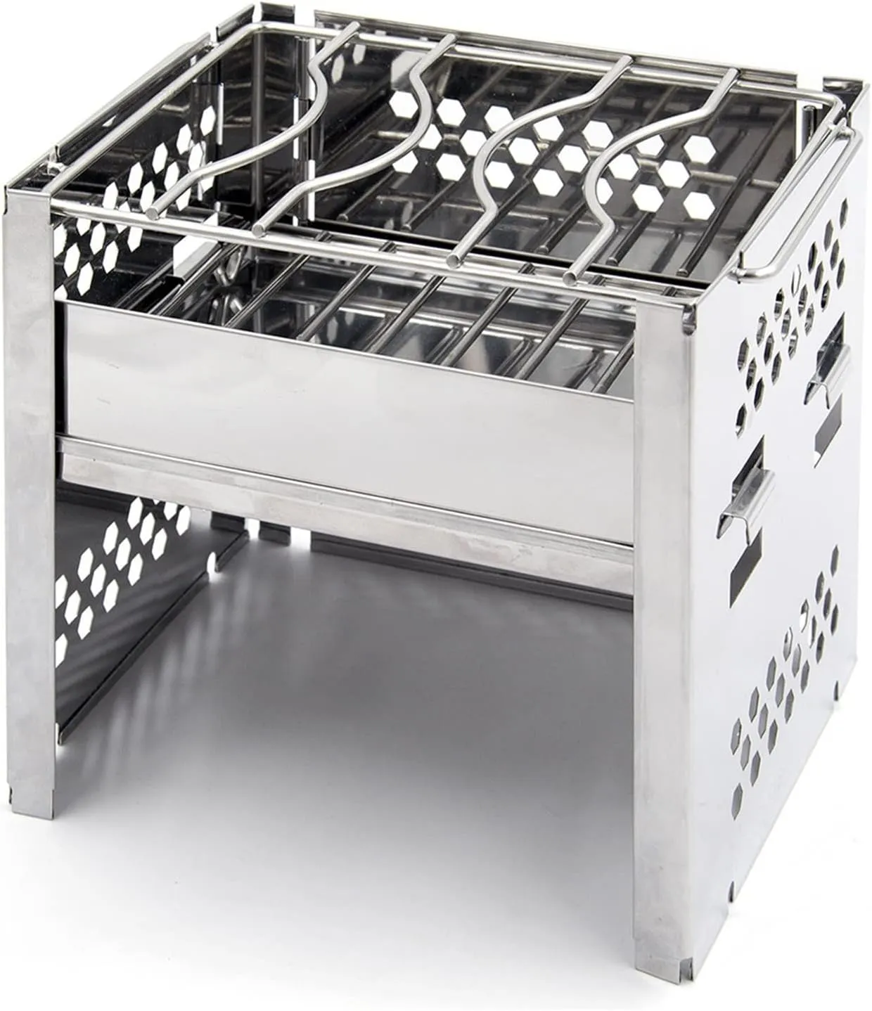 Outdoor Stainless Steel Barbecue for Outdoor Brazier Camping Cooking Supplies Wood Stove Picnic Hiking
