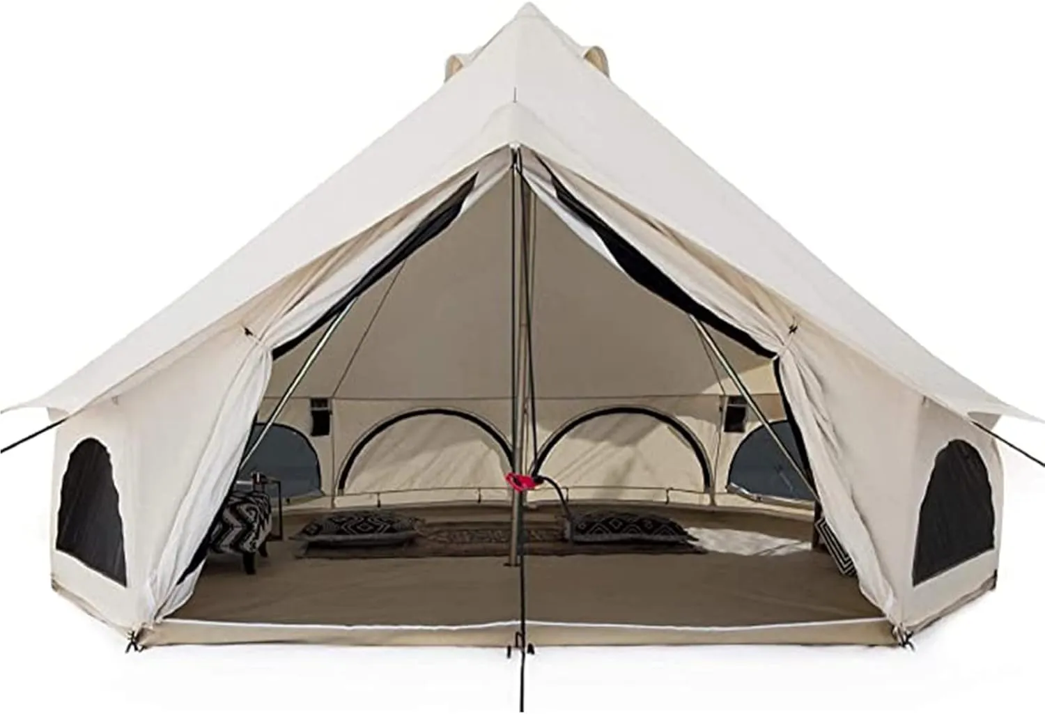 Outdoor Tent Four Seasons Tent Canvas Bell Tent Outdoor Party Tent Pyramid Camping Picnic Rainproof Camping Gear,Glamping Yurt Tent Double The Comfort