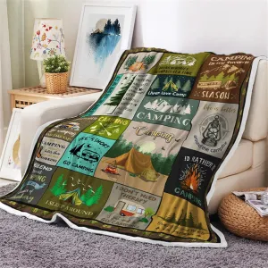 Outdoor Throw Blanket,Camping Blanket for Women Men Kids Adults, RV Blankets Gift for Camping Lovers, Super Cozy Blankets Fuzzy Plush Lightweight Throw Blankets for Sofa, Bed, Couch or Bed