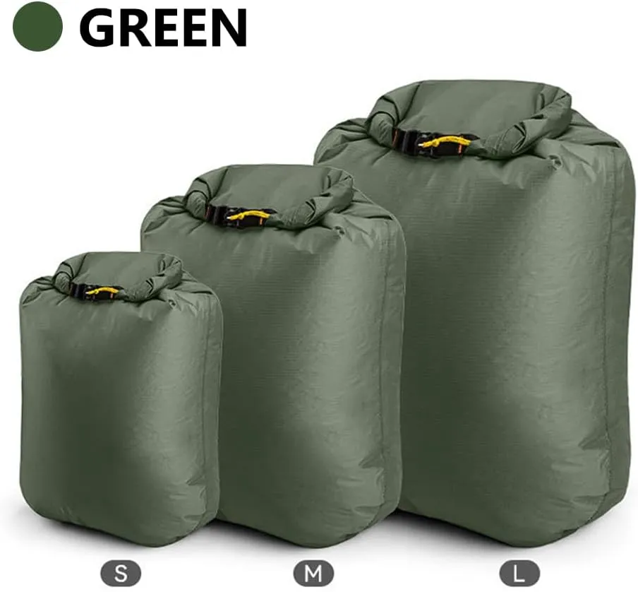 Outdoor Water proof Dry Bag - Silicon Coated Nylon, Ideal for Camping, Drifting, Hiking, Swimming, Rafting, Kayaking, River Trekking - Dampproof Clothes Storage Bag (Green-S)