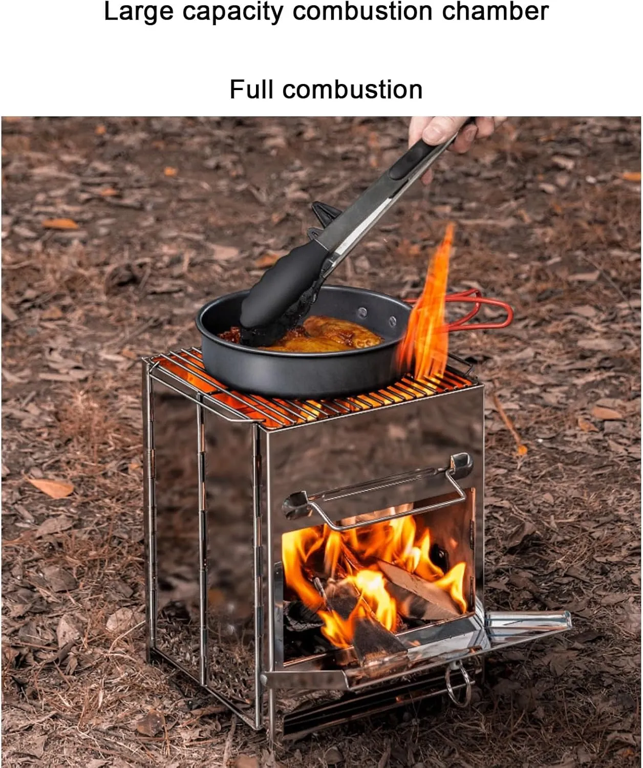 Outdoor wood stove, portable folding camping wood stove, barbecue grill stove, 7.9inx7.9inx10.6in, Silver, 1261354