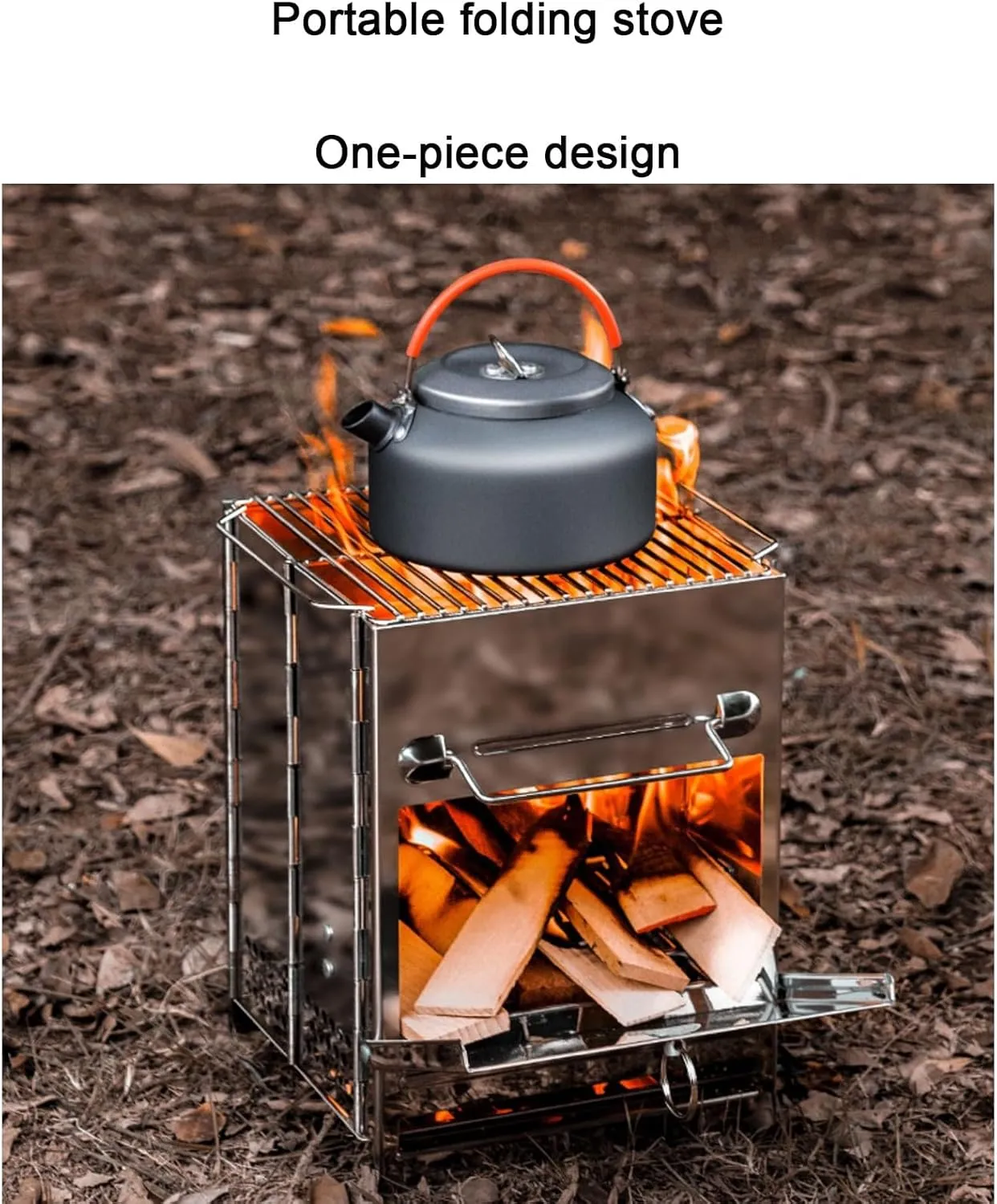 Outdoor wood stove, portable folding camping wood stove, barbecue grill stove, 7.9inx7.9inx10.6in, Silver, 1261354