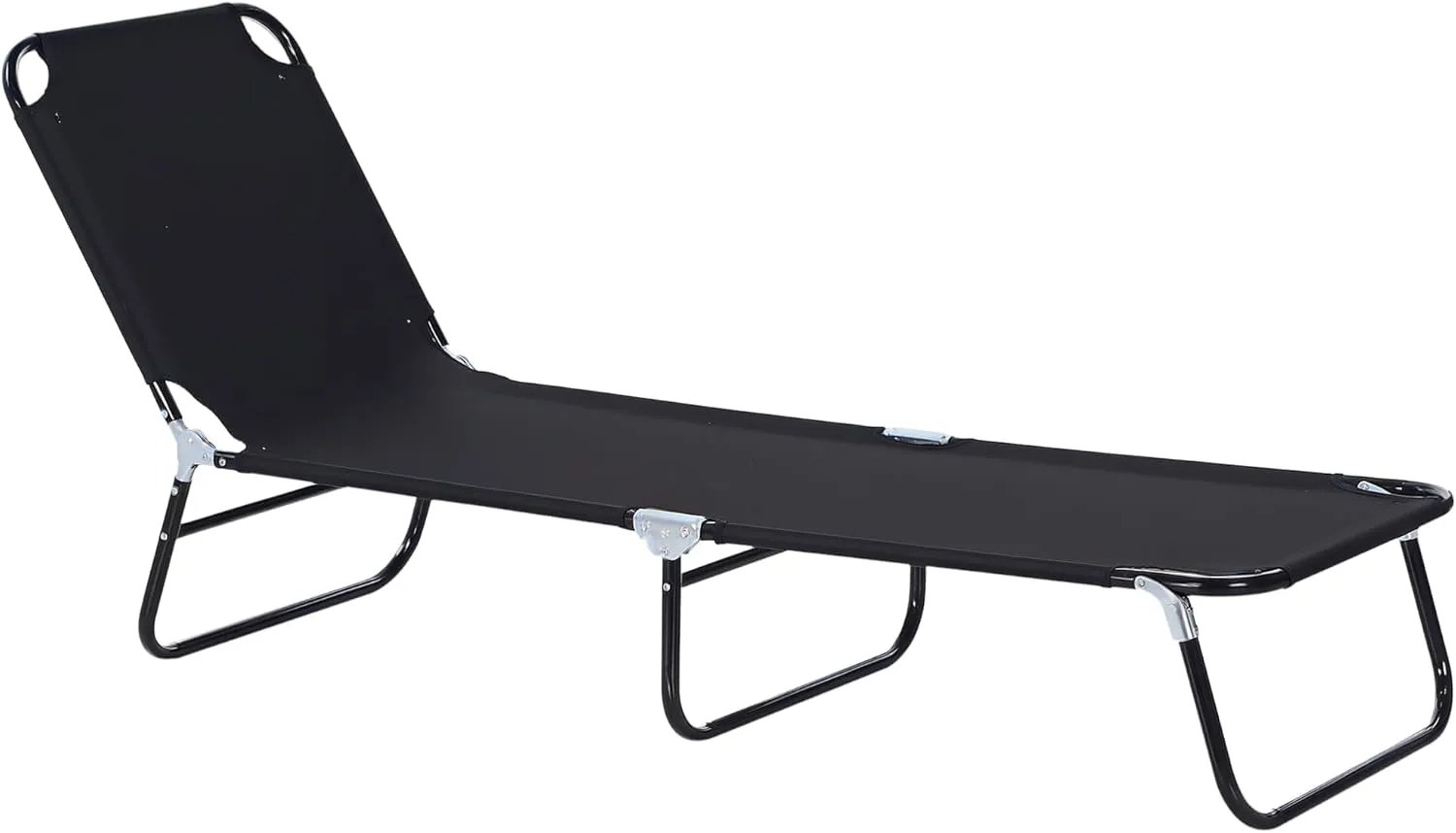 Outsunny Folding Chaise Lounge Pool Chairs, Outdoor Sun Tanning Chairs with 5-Level Reclining Back, Steel Frame for Beach, Yard, Patio, Black