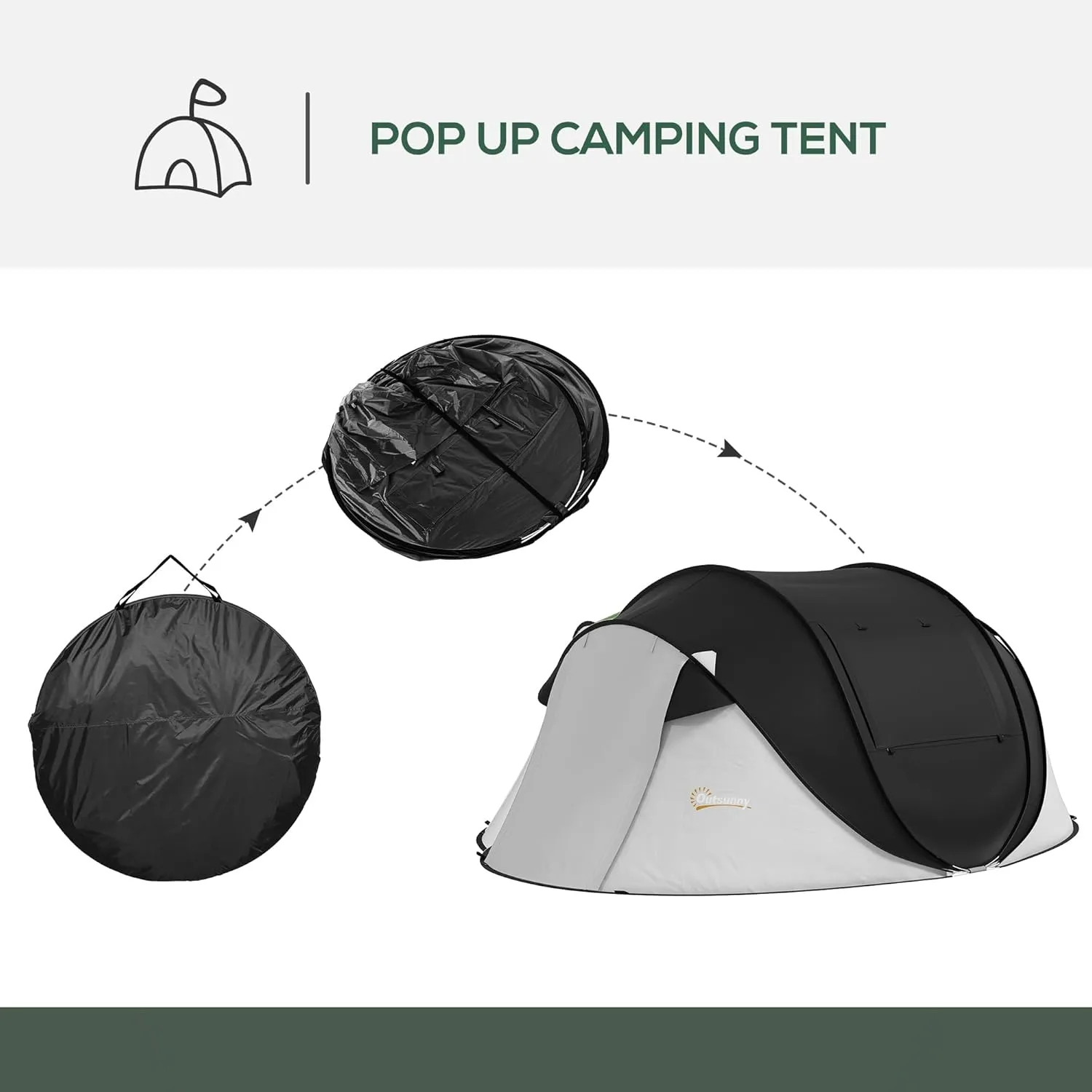 Outsunny Large Camping Tent with 10 Person Floorspace, Rain Cover & Breathable Mesh Roof, Cabin Tent 8 Person Size, Big Family Tent Camping Accessory