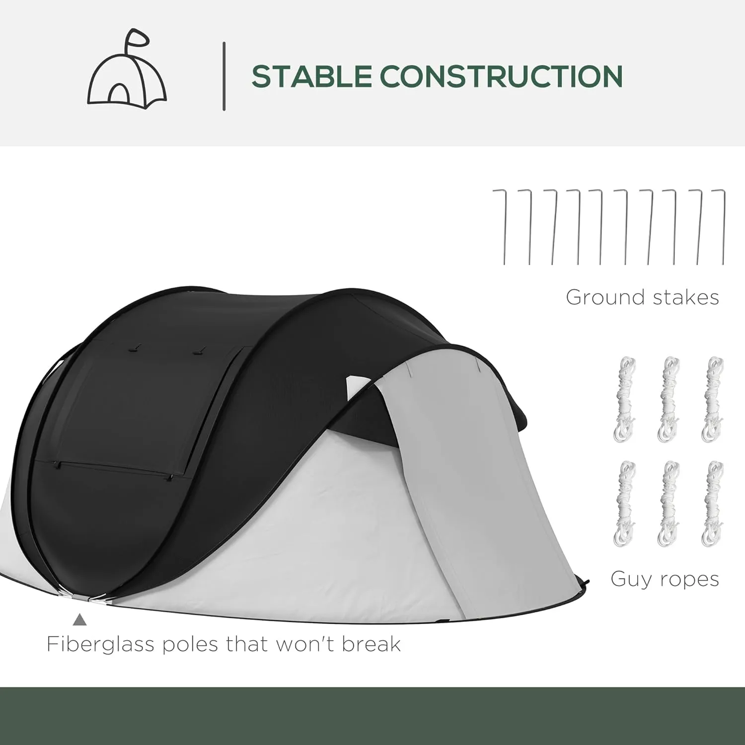 Outsunny Large Camping Tent with 10 Person Floorspace, Rain Cover & Breathable Mesh Roof, Cabin Tent 8 Person Size, Big Family Tent Camping Accessory