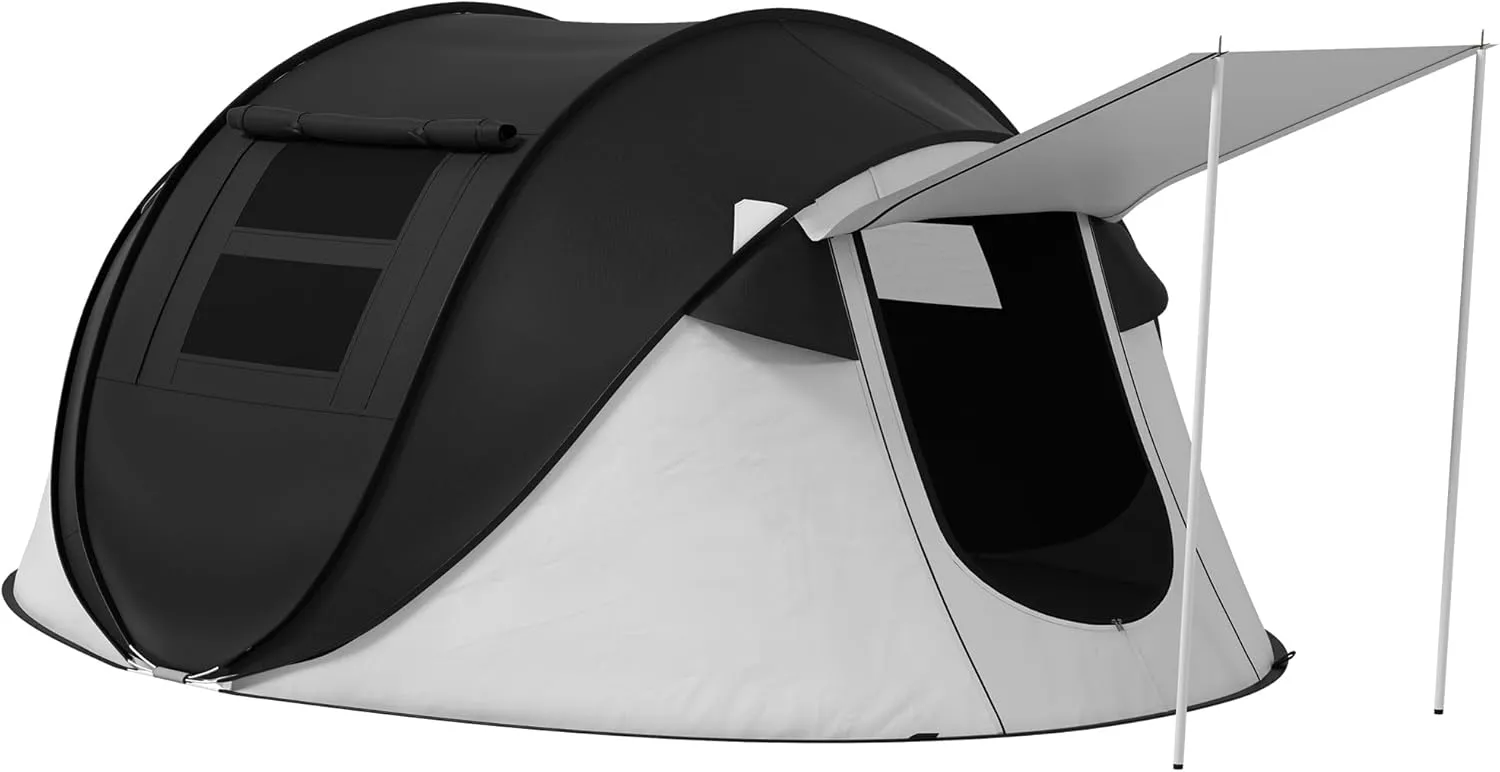 Outsunny Large Camping Tent with 10 Person Floorspace, Rain Cover & Breathable Mesh Roof, Cabin Tent 8 Person Size, Big Family Tent Camping Accessory