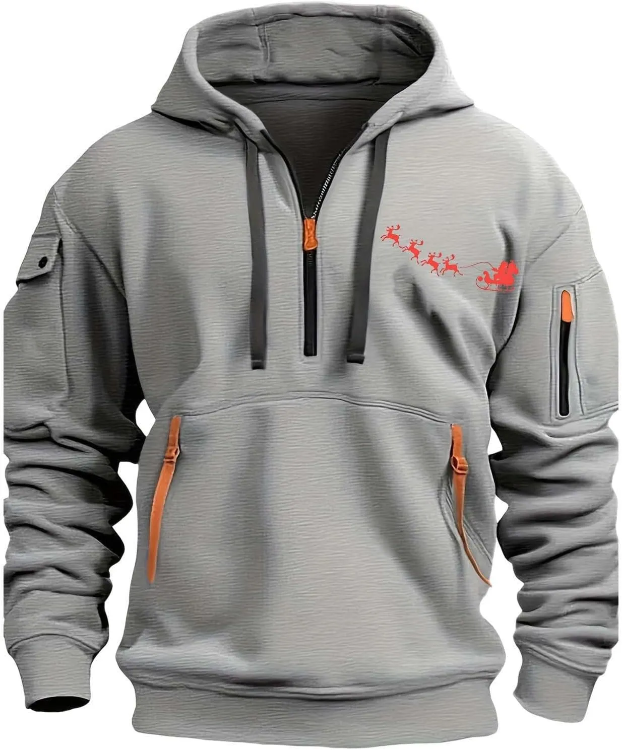 Oversized Hoodie Men,Half Zip Hoodie Men Pullover Tactical Sweatshirt Vintage Long Sleeve Casual Hoodie with Pockets
