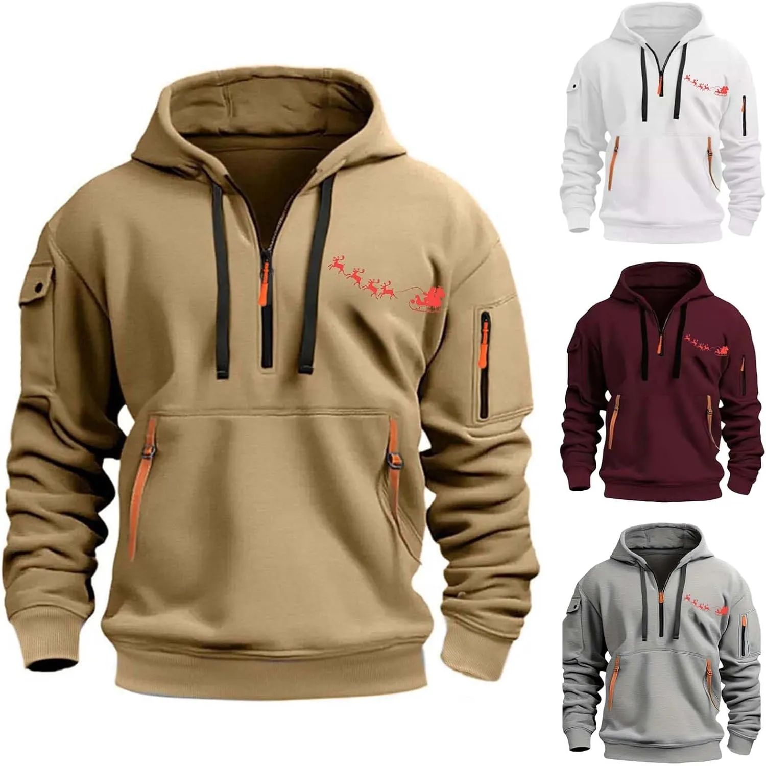 Oversized Hoodie Men,Half Zip Hoodie Men Pullover Tactical Sweatshirt Vintage Long Sleeve Casual Hoodie with Pockets