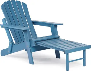 Oversized Wooden Folding Adirondack Chair with Ottoman, Pre-Assembled Backrest and Seat Board, Lounge Chair for Outdoor Patio Garden Lawn Backyard Firepit Deck Pool Beach
