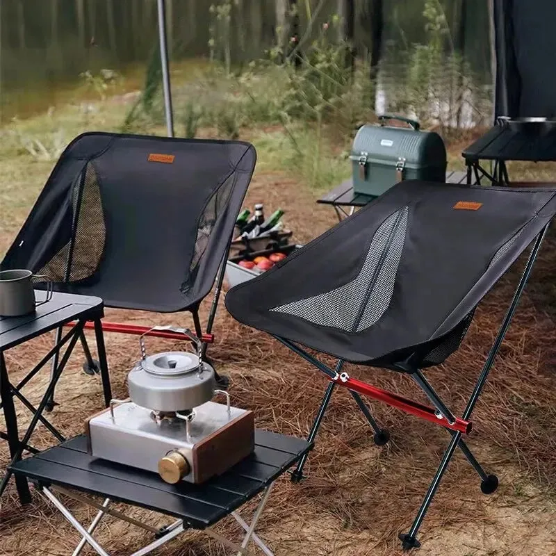 PACOONE Folding Camping Chair with High Backrest for Outdoor Relaxation