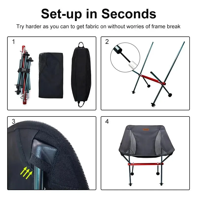PACOONE Folding Camping Chair with High Backrest for Outdoor Relaxation