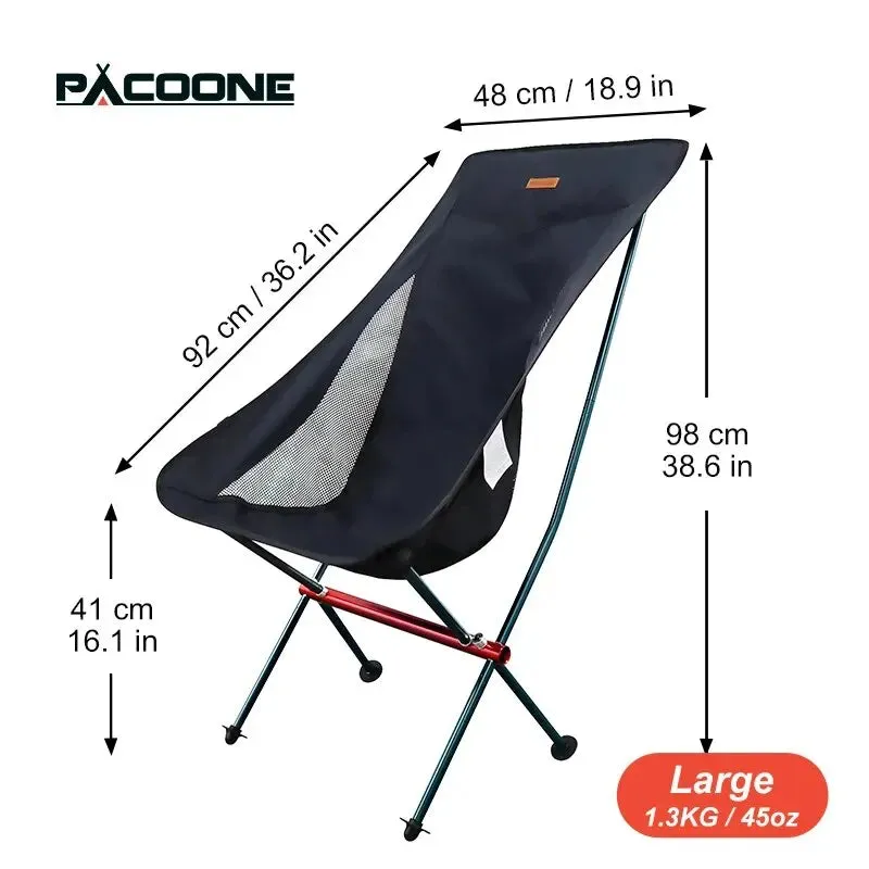 PACOONE Folding Camping Chair with High Backrest for Outdoor Relaxation