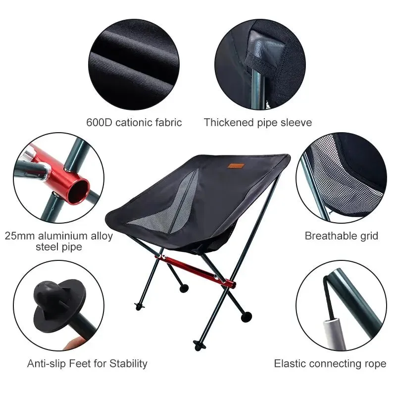 PACOONE Folding Camping Chair with High Backrest for Outdoor Relaxation