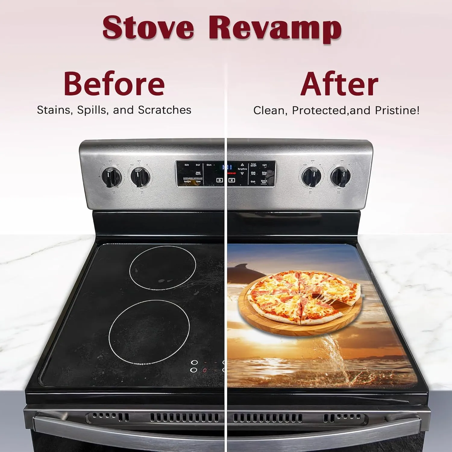 Palm Tree Beach Stove Top,Starfish Ocean Ceramic Cover Glass Cooktop Heat Resistant Stove Top Covers Mat Prevents Scratching Stoves/Counter/Washer Protector,28x20 in