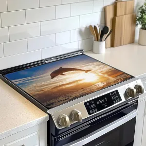 Palm Tree Beach Stove Top,Starfish Ocean Ceramic Cover Glass Cooktop Heat Resistant Stove Top Covers Mat Prevents Scratching Stoves/Counter/Washer Protector,28x20 in