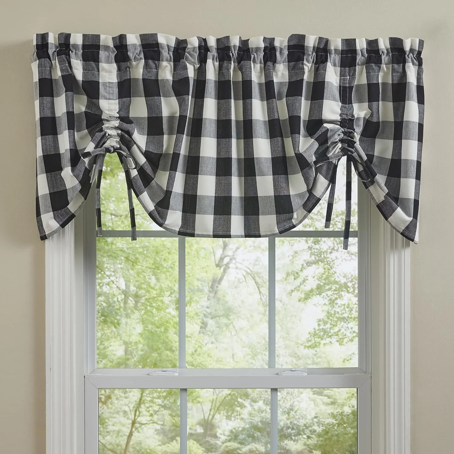 Park Designs Buffalo Check Lined Black Valance 60"