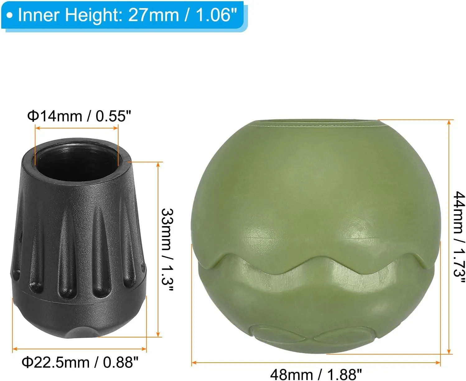 PATIKIL 0.55 Inch Chair Feet Replacement, 8 Pack TPE Outdoor Camping Chair Leg Tips Ball Cap Folding Chair Legs Floor Protectors Stability on Rugged Fit for 0.55"(14mm) Chair Feet, Green