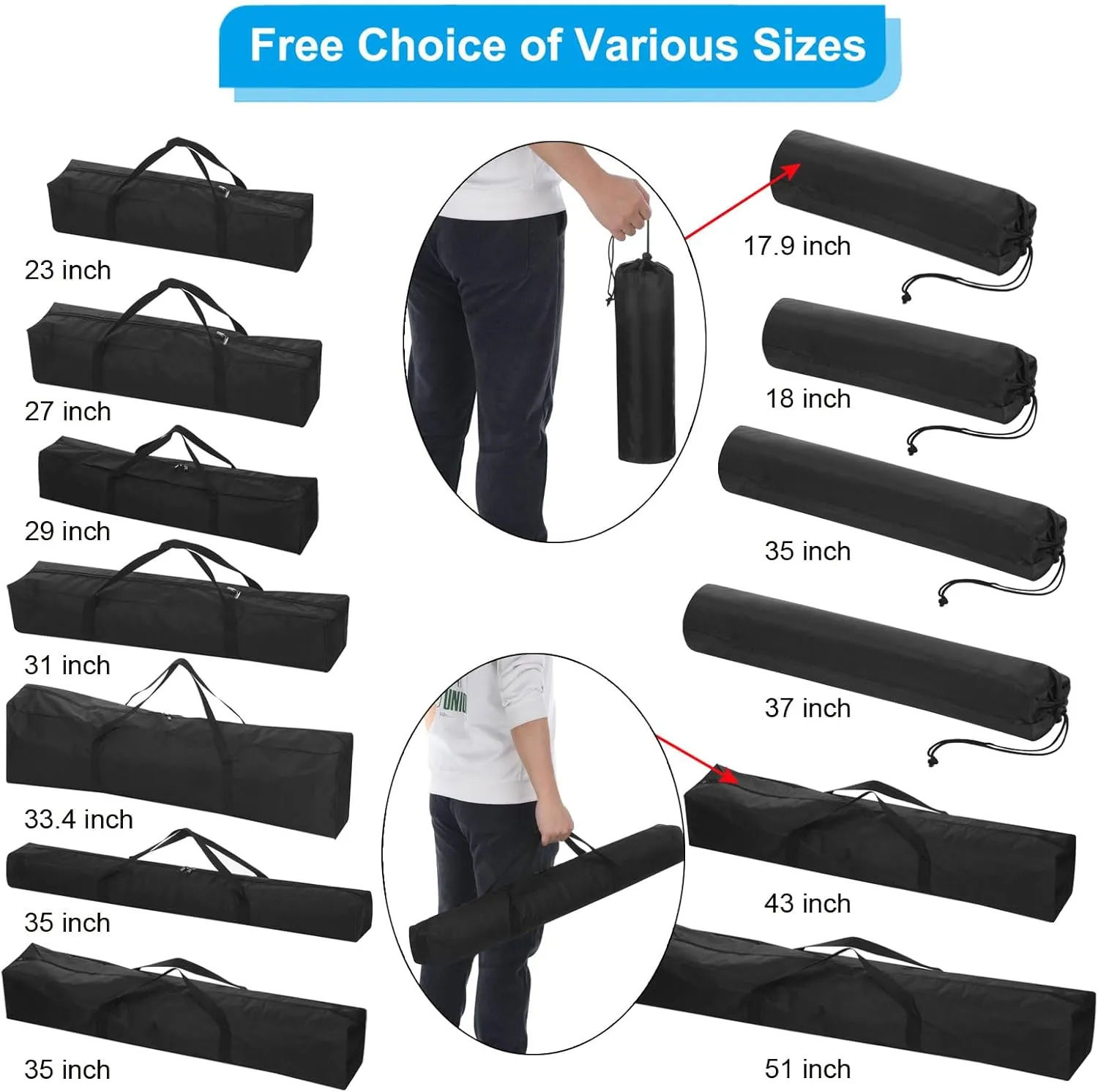 PATIKIL 46 Inch Camp Chair Replacement Bag, 2 Pack 210D Oxford Folding Chair Bag with Shoulder Strap Storage Tent Bag for Outdoor Camping Travel, Black