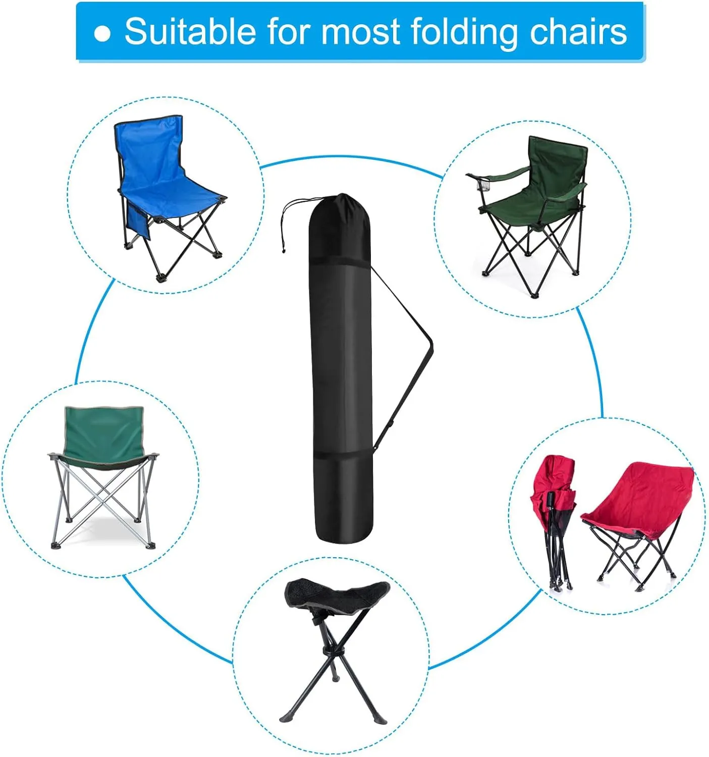 PATIKIL 46 Inch Camp Chair Replacement Bag, 2 Pack 210D Oxford Folding Chair Bag with Shoulder Strap Storage Tent Bag for Outdoor Camping Travel, Black