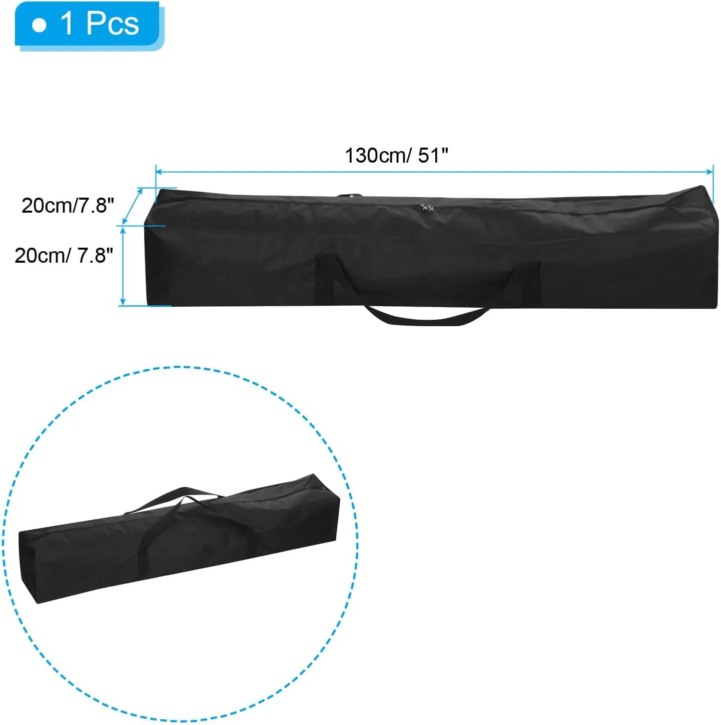 PATIKIL 51 Inch Camp Chair Replacement Bag Nylon Folding Chair Carrying Storage Bag for Beach Chair with Large Zipper Shoulder Strap for Camping Travel, Black