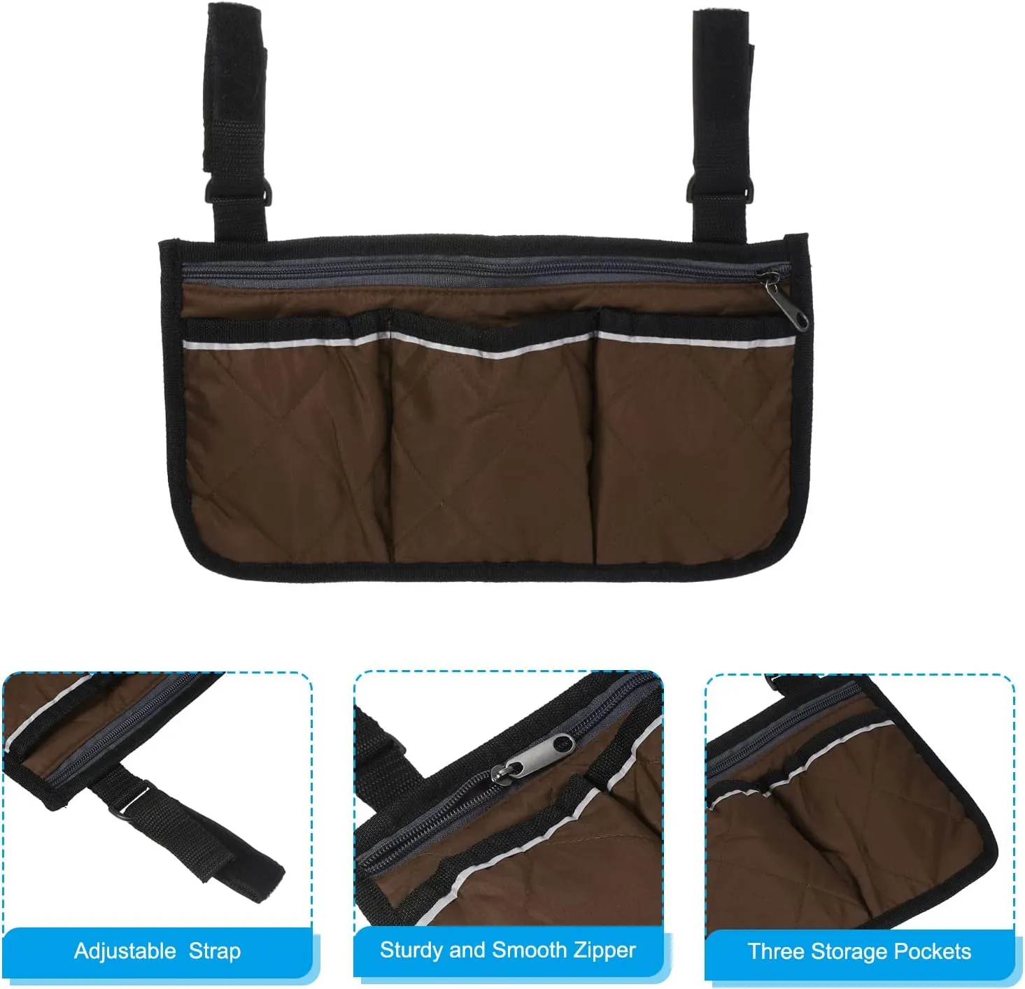 PATIKIL Beach Chair Armrest Bag, Waterproof Beach Chair Hanging Storage Pouch Arm Rest Magazine Snack Bag with 4 Pockets for Camping Outdoors