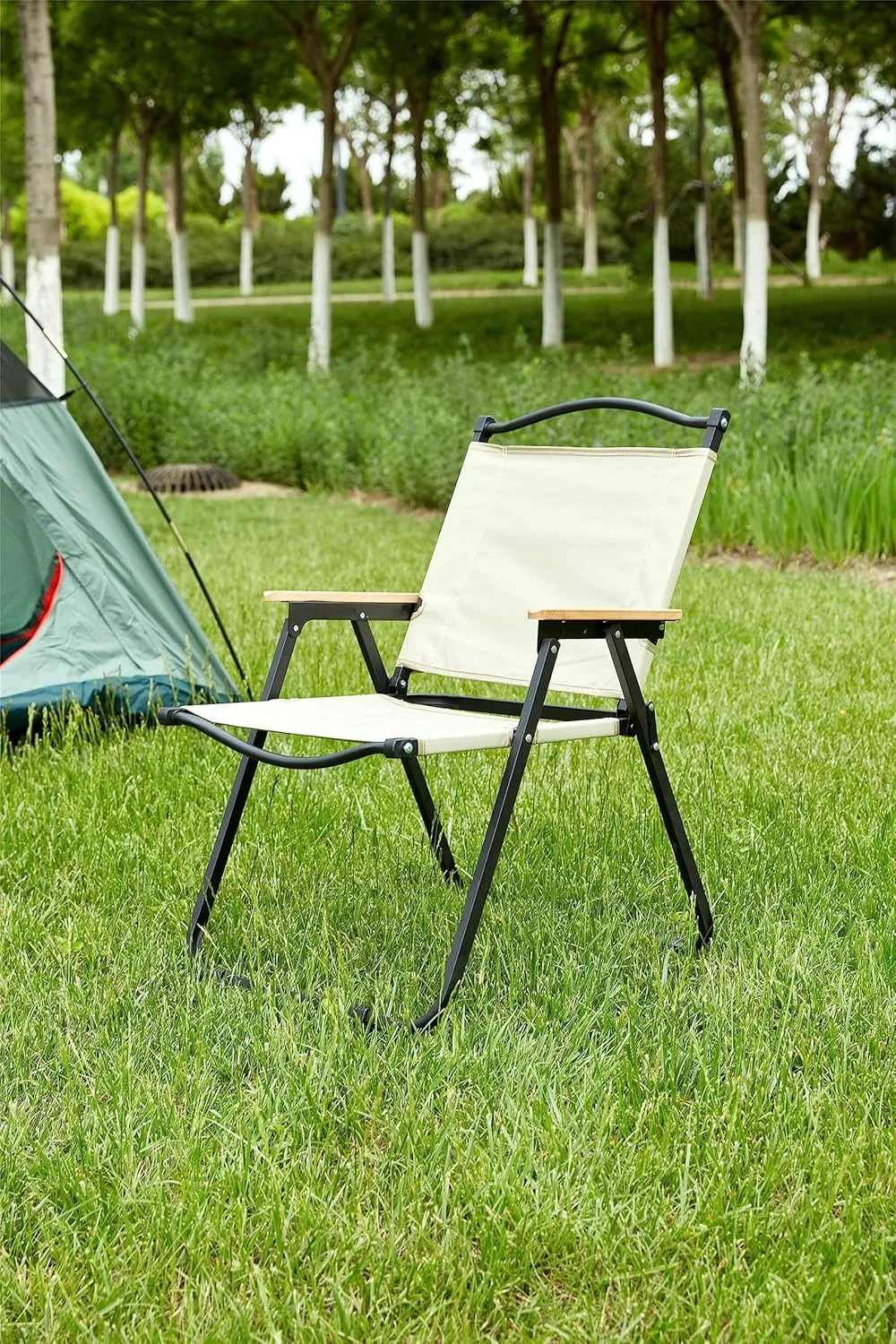 Patio Furniture Conversation Sets,Portable and Lightweight Beige Folding Chair with Durable Steel Frame and Oxford Cloth - Suitable for Indoor/Outdoor Use (1PC Beige Chair)