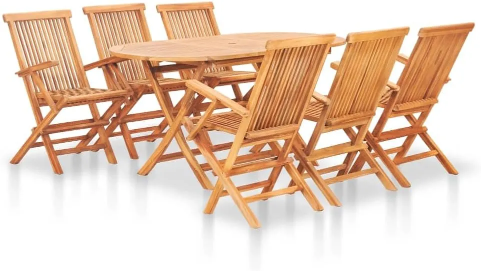 Patio Furniture Set,Patio Furniture,7 Piece Folding Patio Dining Set Solid Teak WoodDesigned for Camping, Resting, Outdoors.
