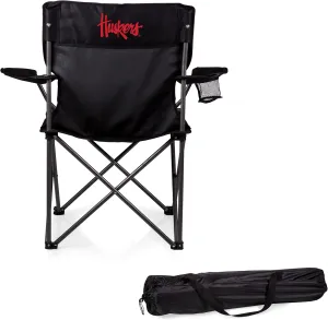 PICNIC TIME NCAA PTZ Camp Chair, Picnic Chair, Beach Chair with Carrying Bag, (Black)